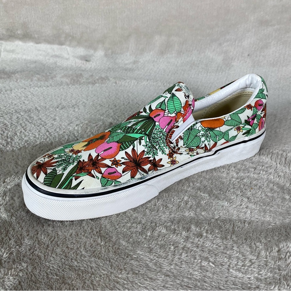 Vans Classic Slip-On Shoes Mens Size 6.5 Womens 8 Floral Canvas Skate Casual NEW - Picture 4 of 10